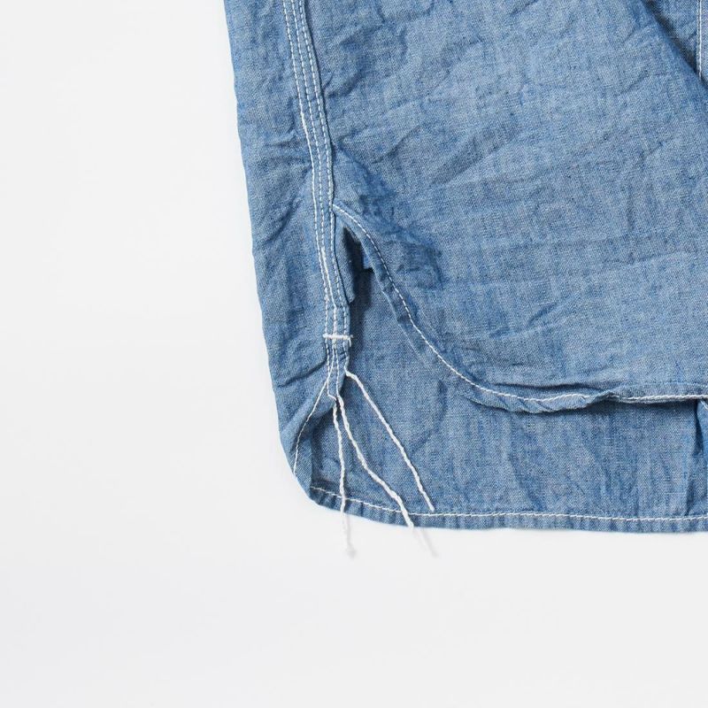 EMPIRE & SONS L/S UTILITY WORK SHIRT 5oz ORGANIC COTTON SELVEGE CHAMBRAY - BLUE