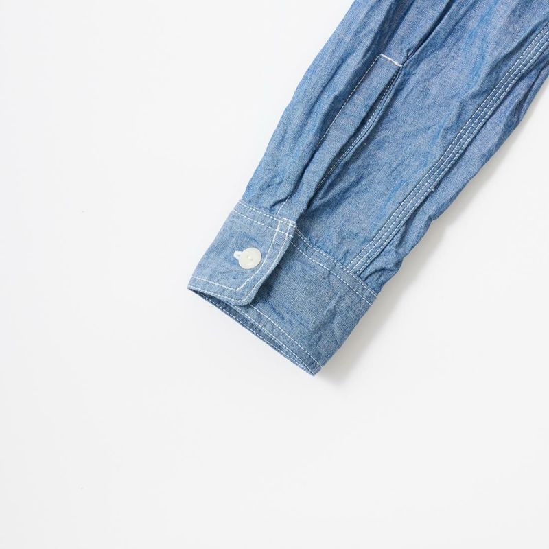 EMPIRE & SONS L/S UTILITY WORK SHIRT 5oz ORGANIC COTTON SELVEGE CHAMBRAY - BLUE