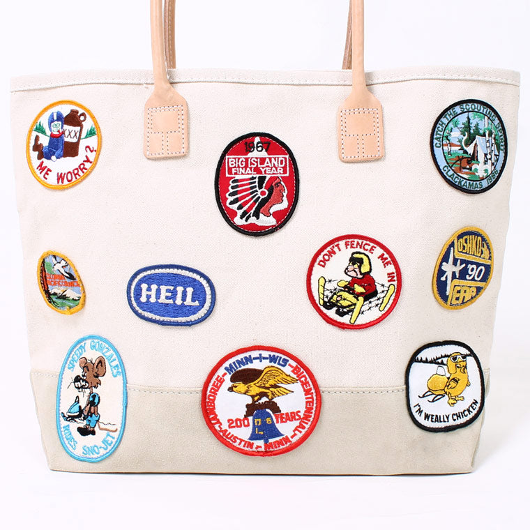HERITAGE LEATHER VINTAGE PATCH CANVAS DAY TOTE BAG