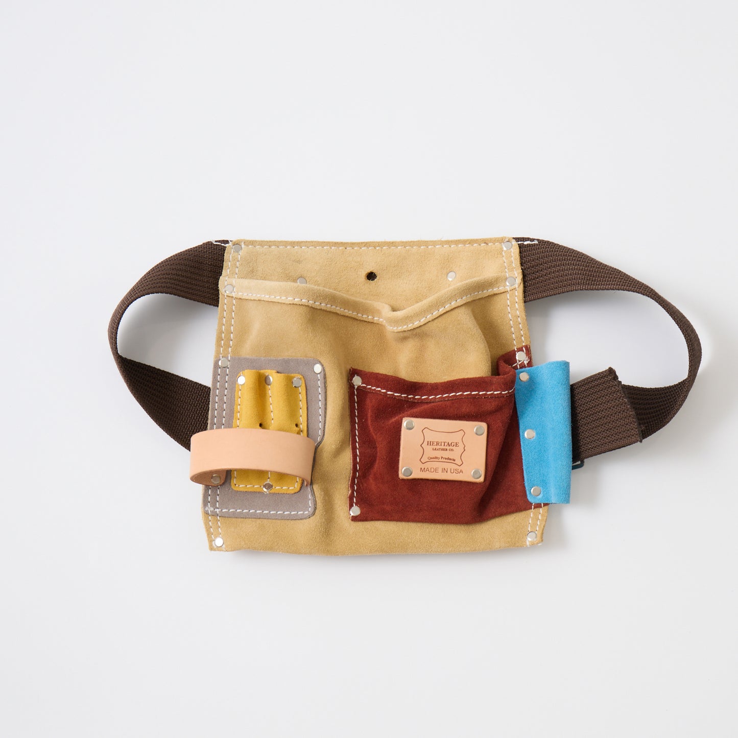 HERITAGE LEATHER MULTI COLOR SUEDE 5POCKET NAIL AND TOOL POUCH - MULTI