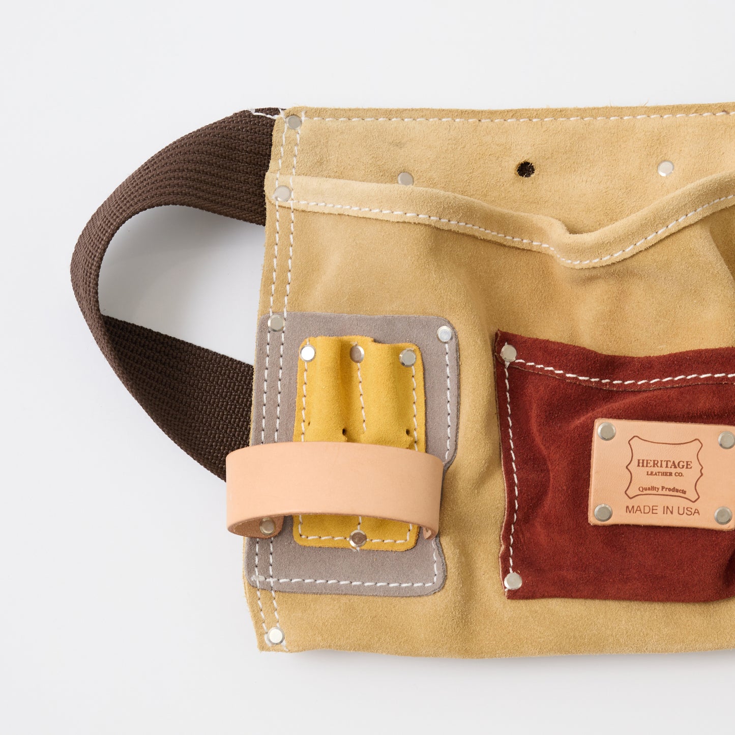 HERITAGE LEATHER MULTI COLOR SUEDE 5POCKET NAIL AND TOOL POUCH - MULTI