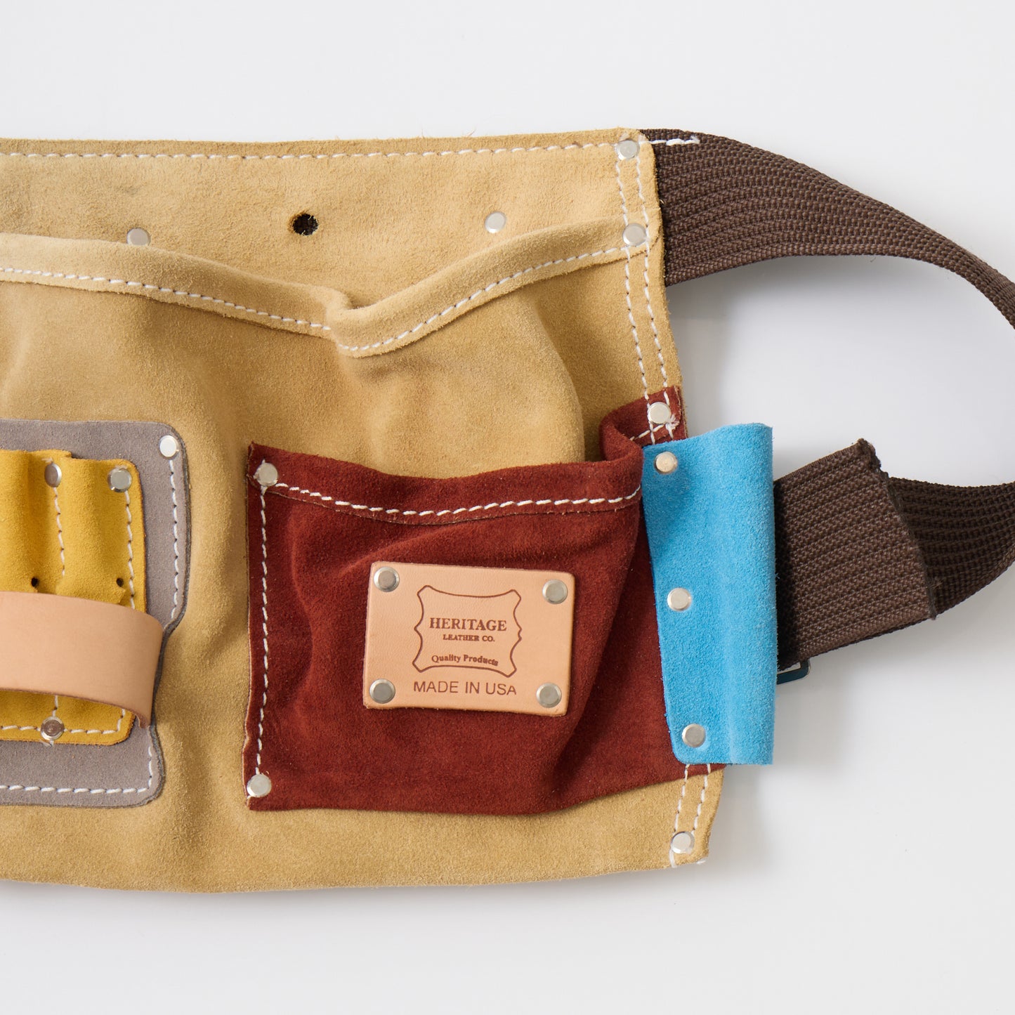 HERITAGE LEATHER MULTI COLOR SUEDE 5POCKET NAIL AND TOOL POUCH - MULTI