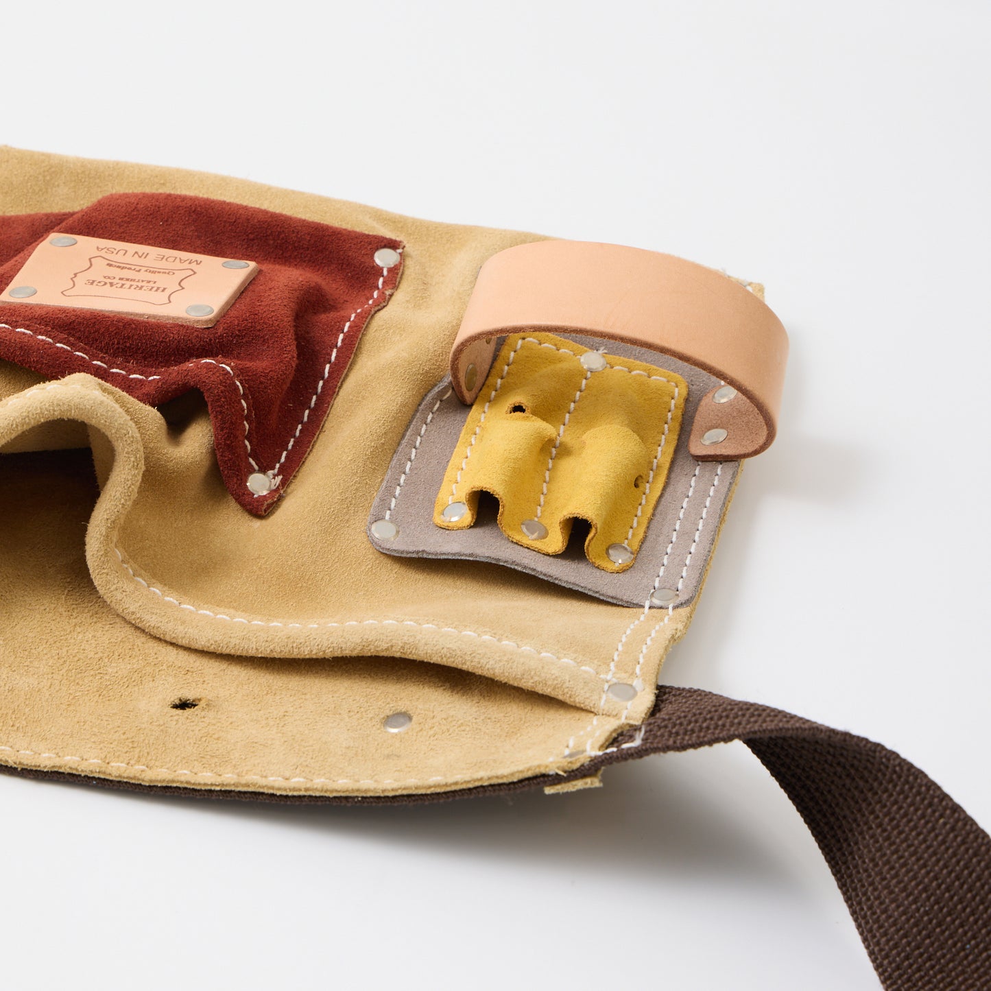 HERITAGE LEATHER MULTI COLOR SUEDE 5POCKET NAIL AND TOOL POUCH - MULTI