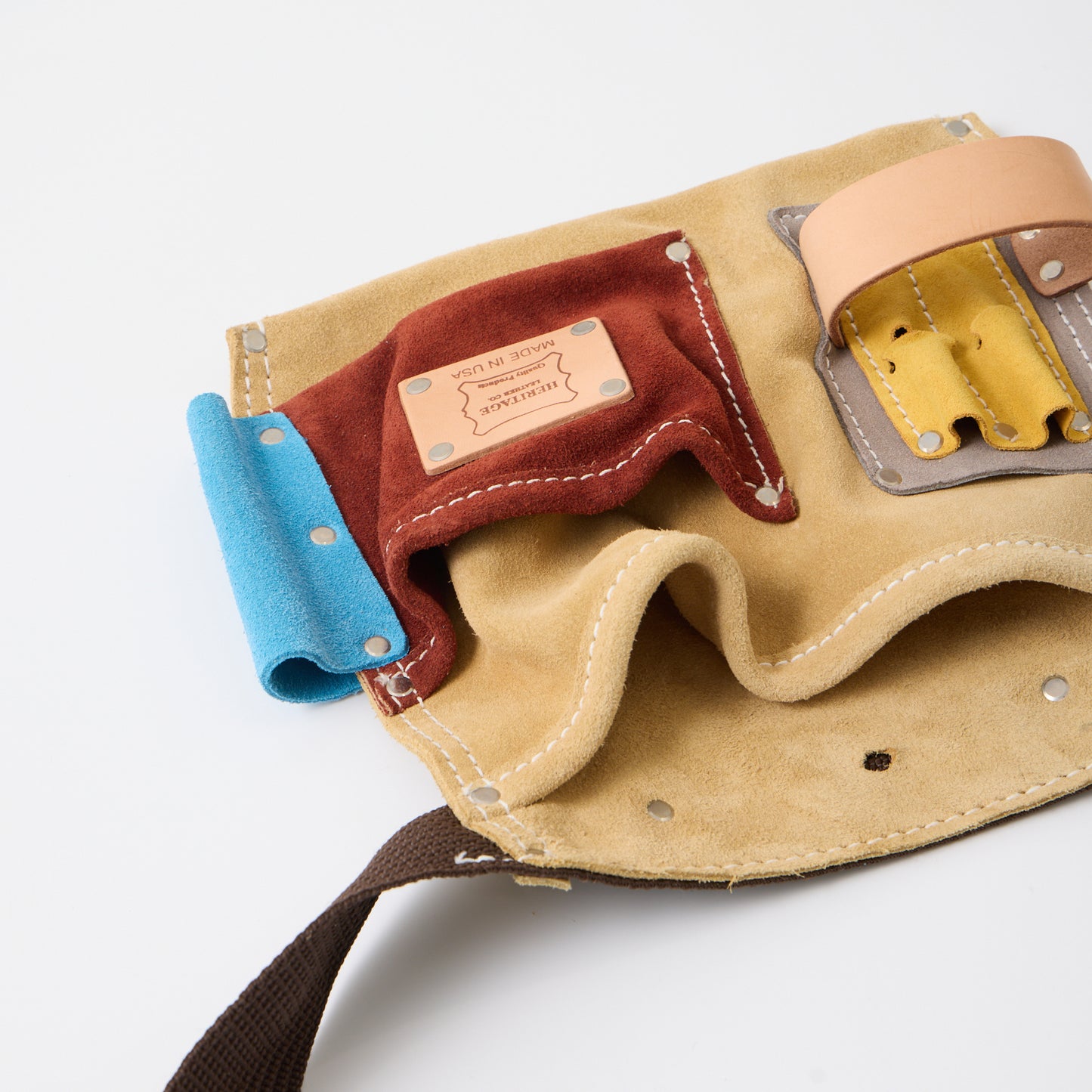 HERITAGE LEATHER MULTI COLOR SUEDE 5POCKET NAIL AND TOOL POUCH - MULTI