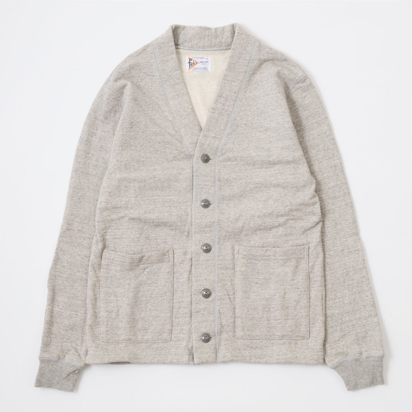 FELCO 12oz TERRY V-NECK LETTERED CARDIGAN - 3 COLORS - FELC-372