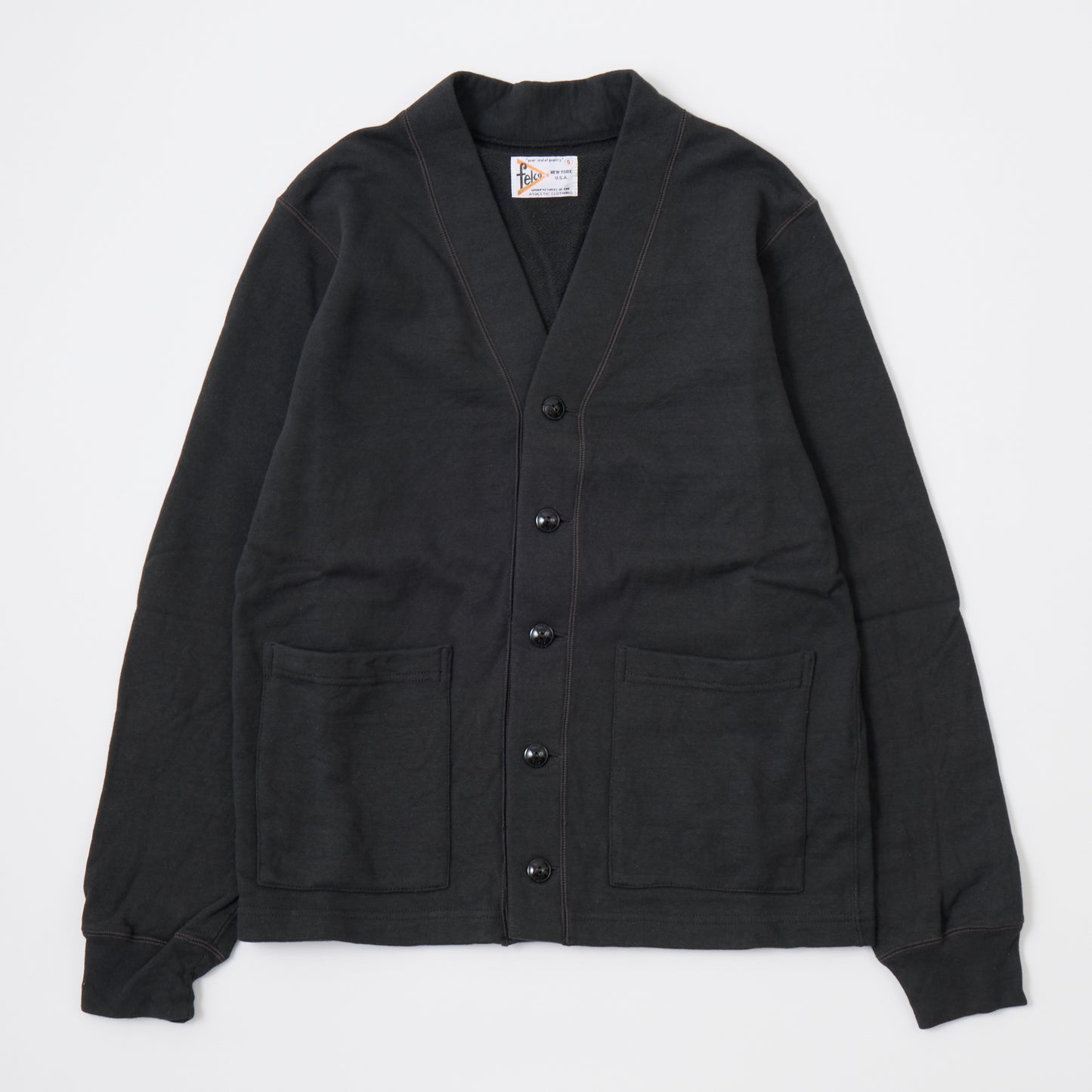 FELCO 12oz TERRY V-NECK LETTERED CARDIGAN - 3 COLORS - FELC-372