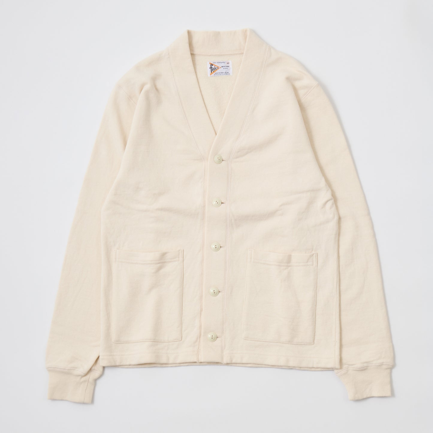 FELCO 12oz TERRY V-NECK LETTERED CARDIGAN - 3 COLORS - FELC-372