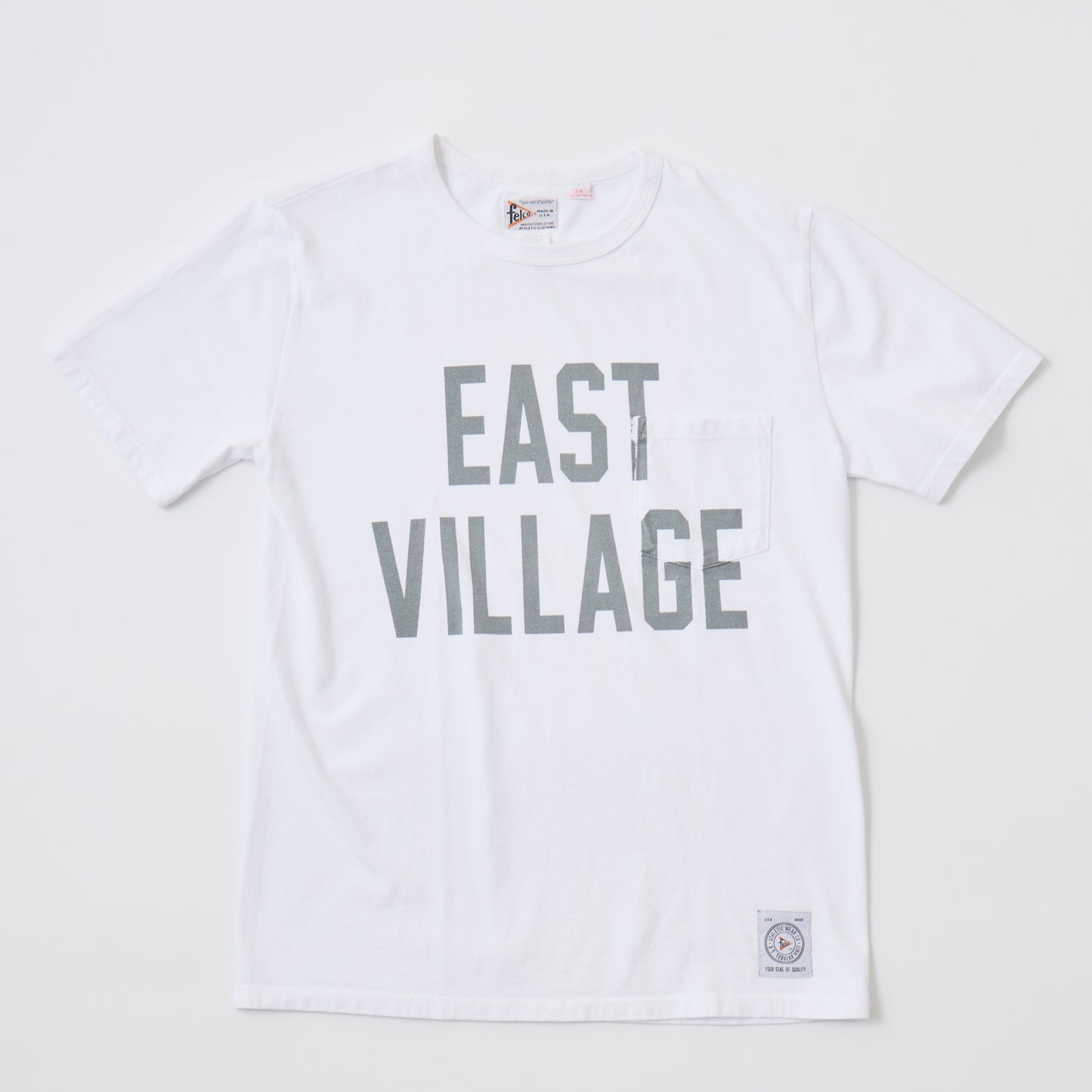 FELCO S/S CREW NECK POCKET T MADE IN USA BODY W/PRINT - EAST VILLAGE