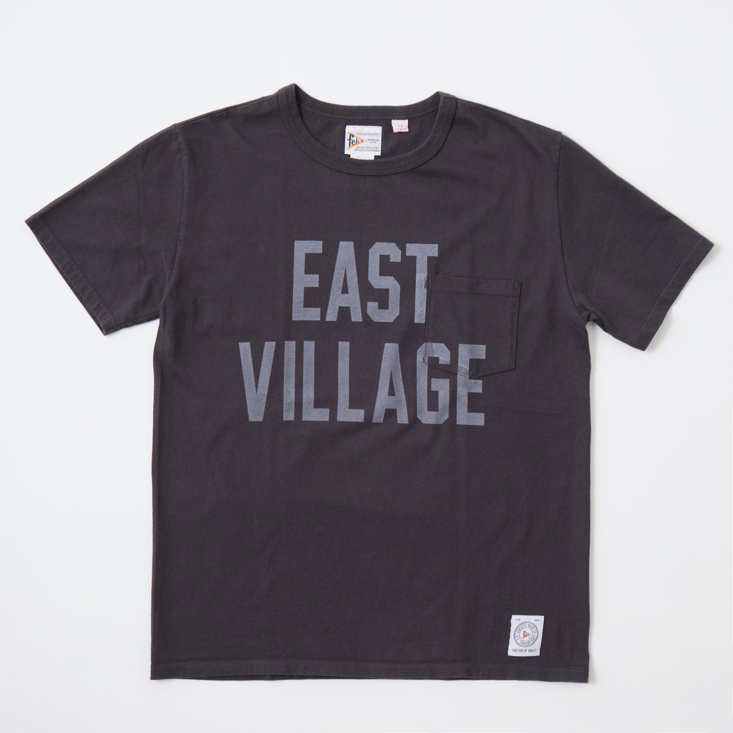 FELCO S/S CREW NECK POCKET T MADE IN USA BODY W/PRINT - EAST VILLAGE