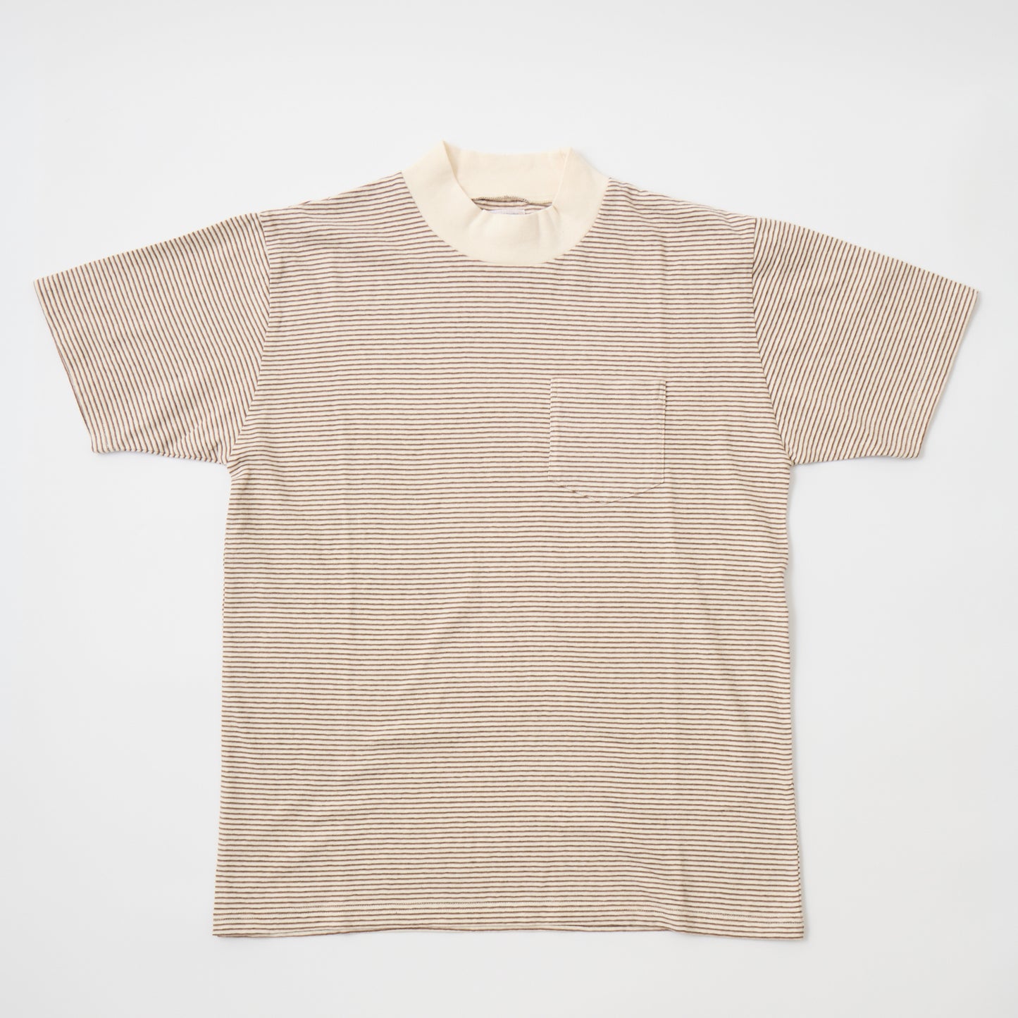 FELCO S/S MOCK NECK NARROW STRIPE POCKET TEE