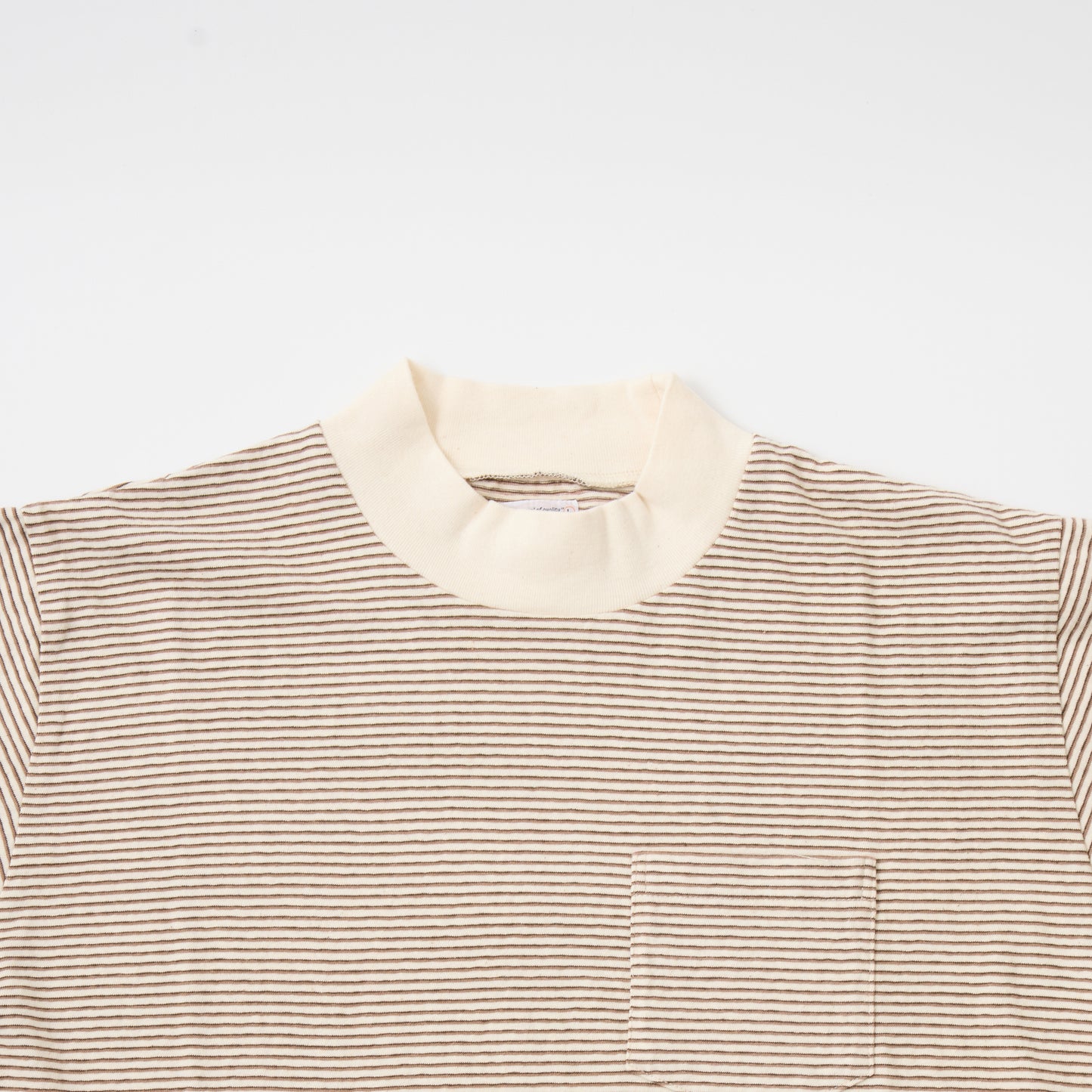 FELCO S/S MOCK NECK NARROW STRIPE POCKET TEE