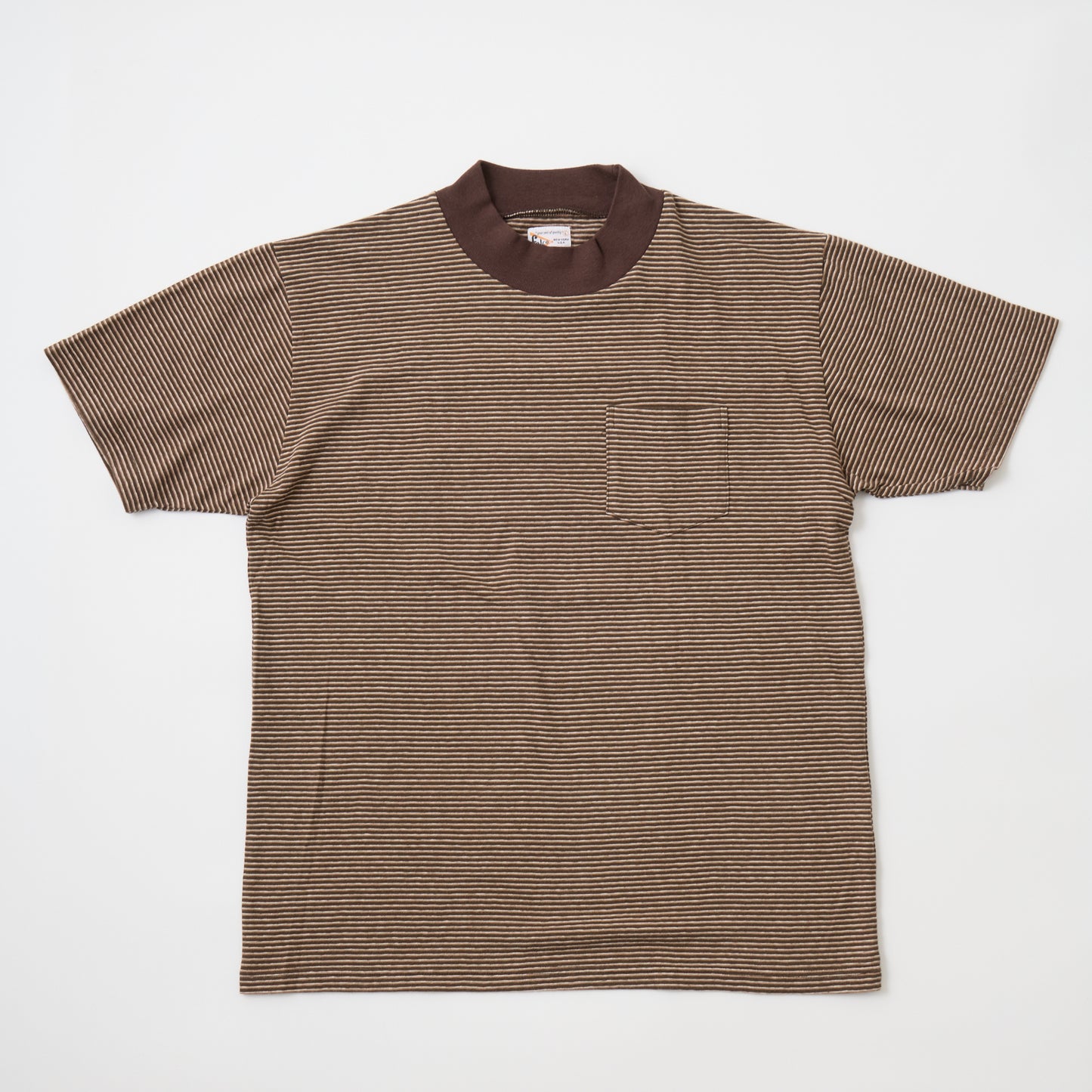 FELCO S/S MOCK NECK NARROW STRIPE POCKET TEE