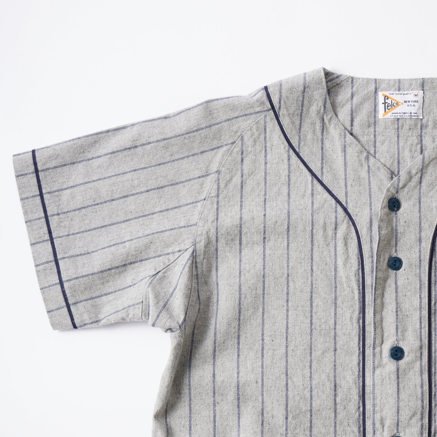 FELCO BASEBALL SHIRT COTTON LINEN CLOTH W/OLD FONT F FELT