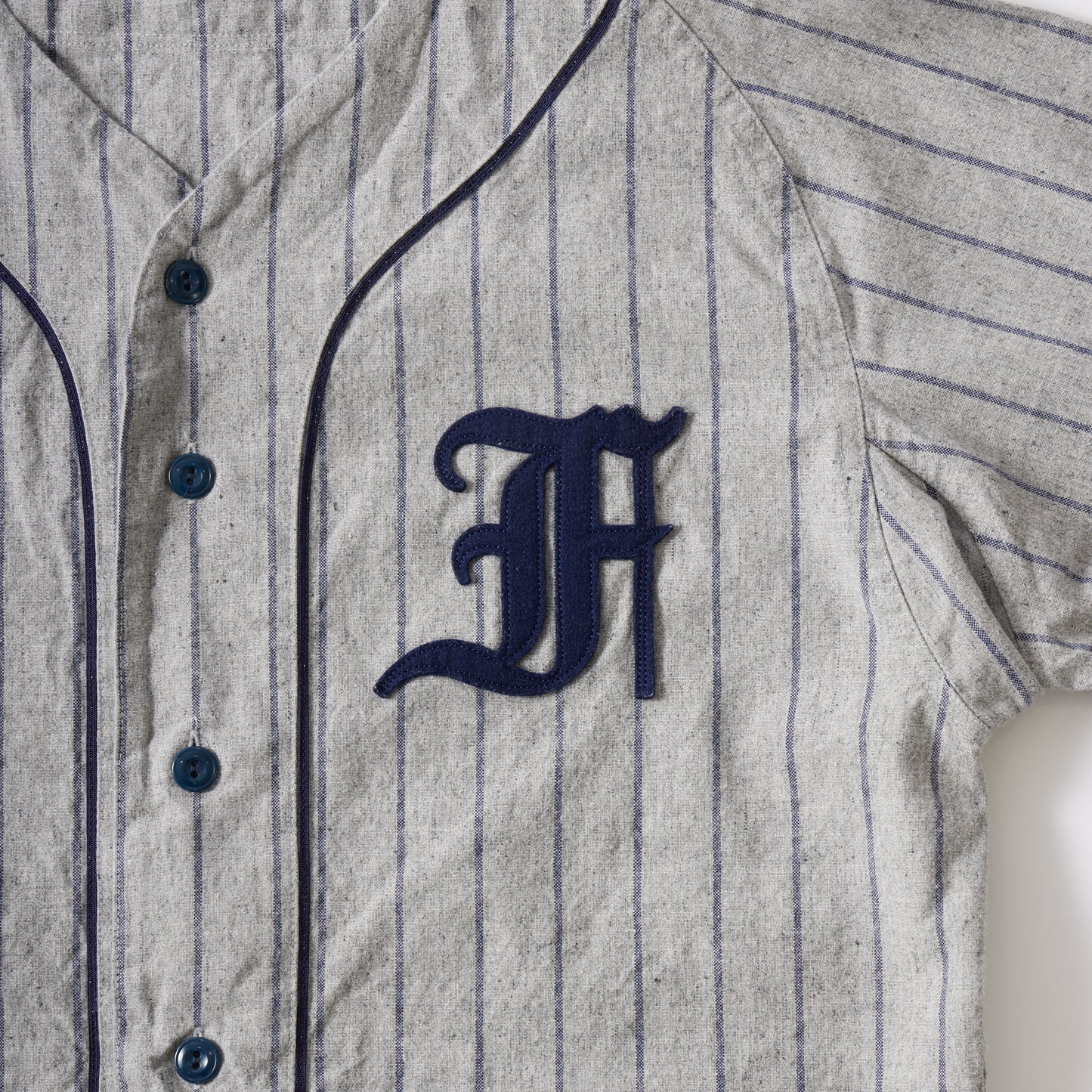 FELCO BASEBALL SHIRT COTTON LINEN CLOTH W/OLD FONT F FELT