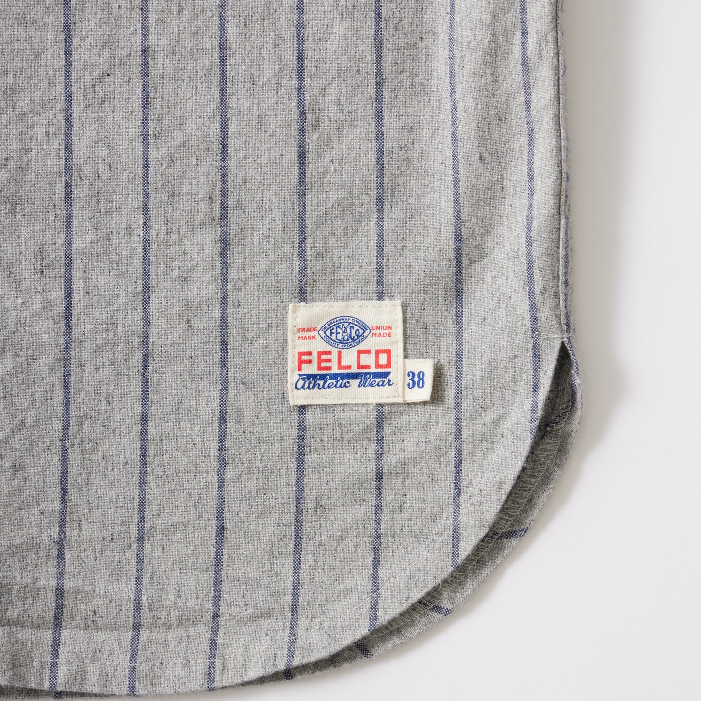 FELCO BASEBALL SHIRT COTTON LINEN CLOTH W/OLD FONT F FELT