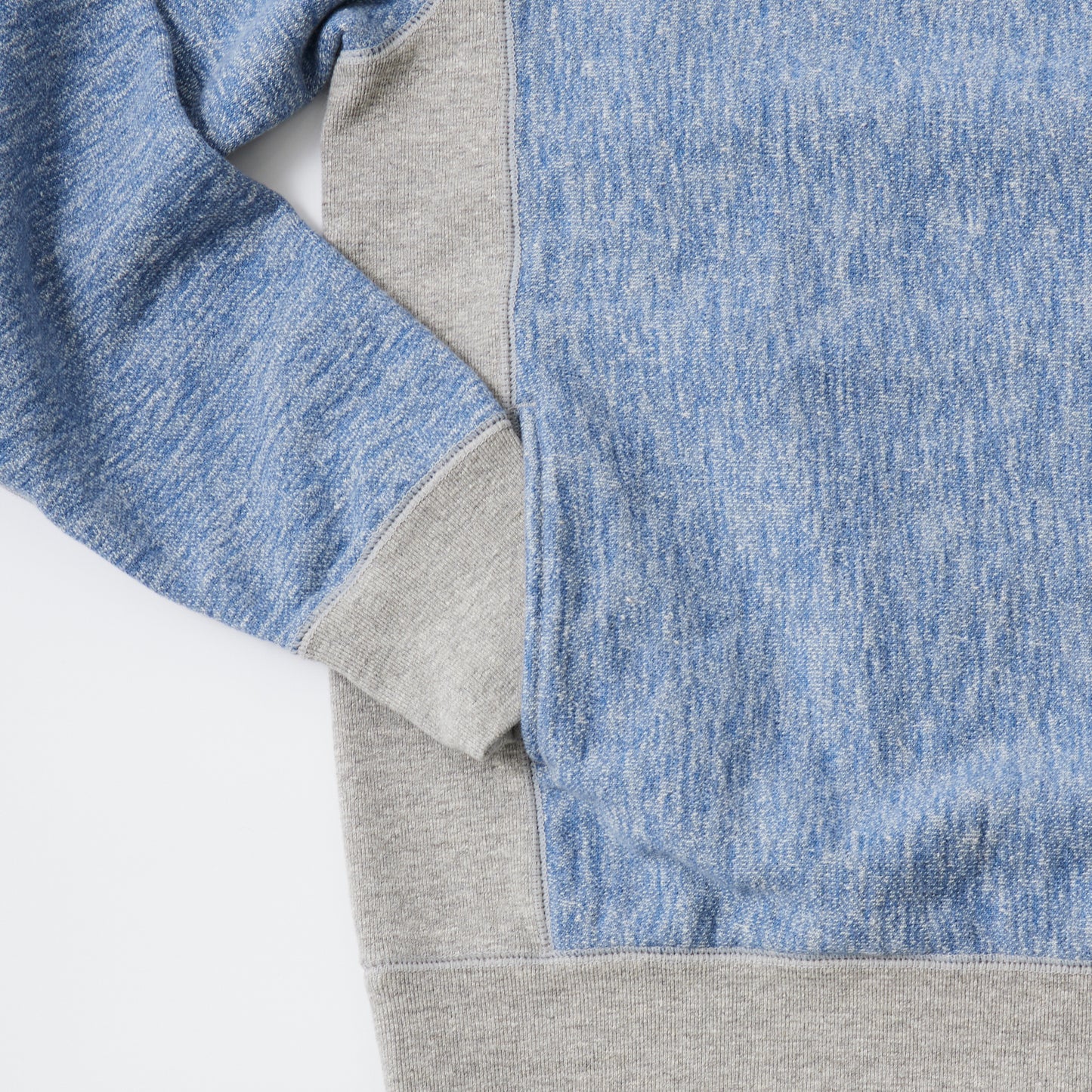 FELCO CLASSIC FIT L/S INVERSE WEAVE V GUSSET CREW SWEAT W/SLASH POCKET 16oz HEAVY WEIGHT TERRY - TWISTED BLUE
