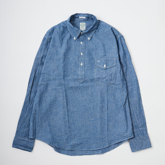 KEATON CHASE USA L/S PULLOVER BD SHIRT 5oz INDIGO CHAMBRAY