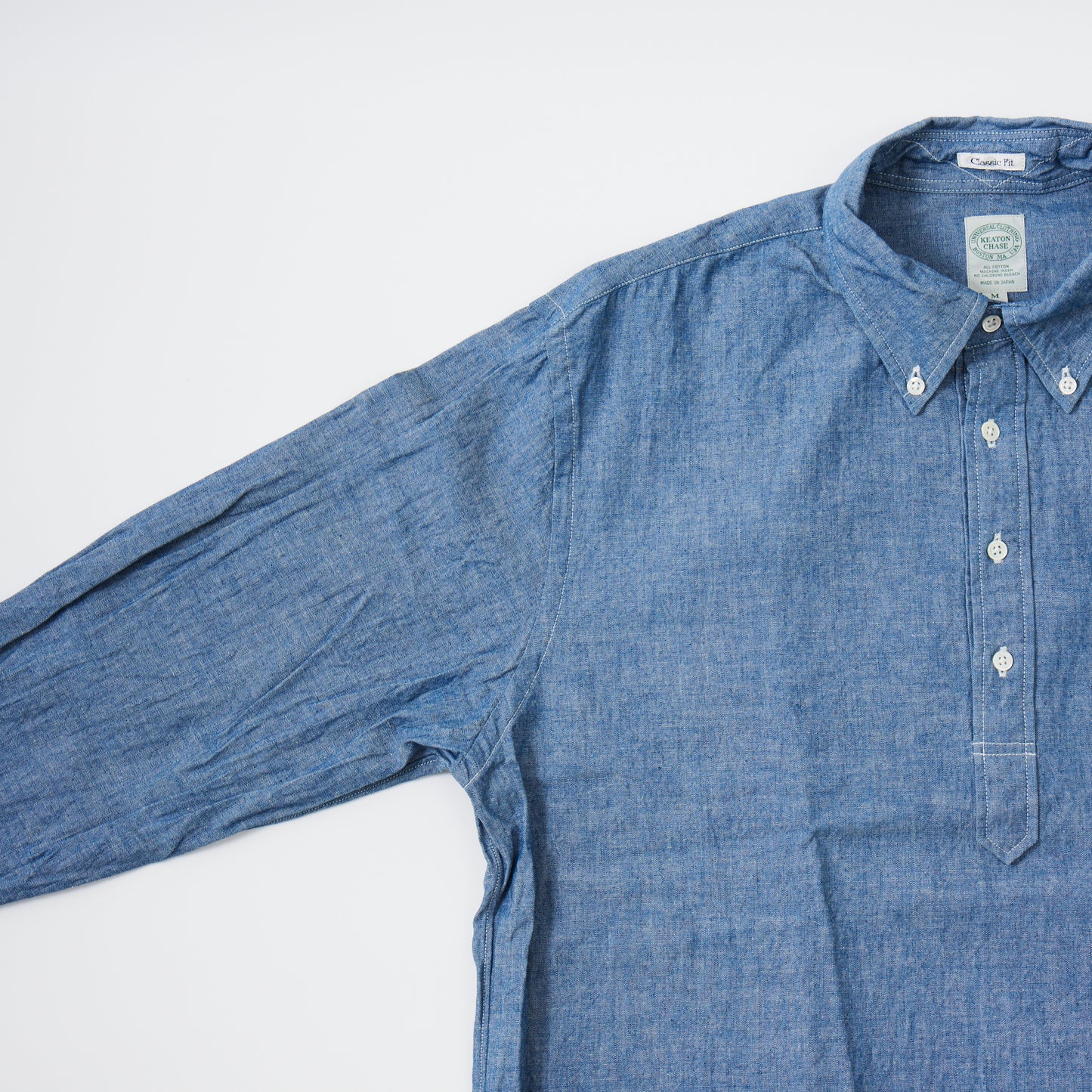 KEATON CHASE USA L/S PULLOVER BD SHIRT 5oz INDIGO CHAMBRAY