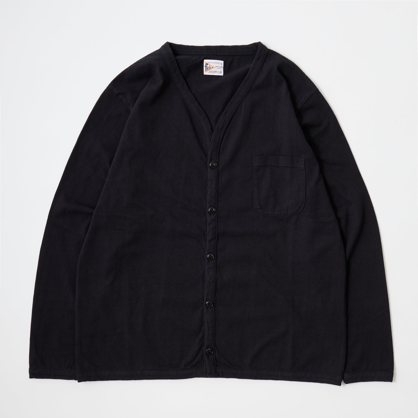 FELCO L/S BINDER V NECK CARDIGAN W/POCKET 7oz 16SINGLE RUFFY JERSEY - 11 COLORS