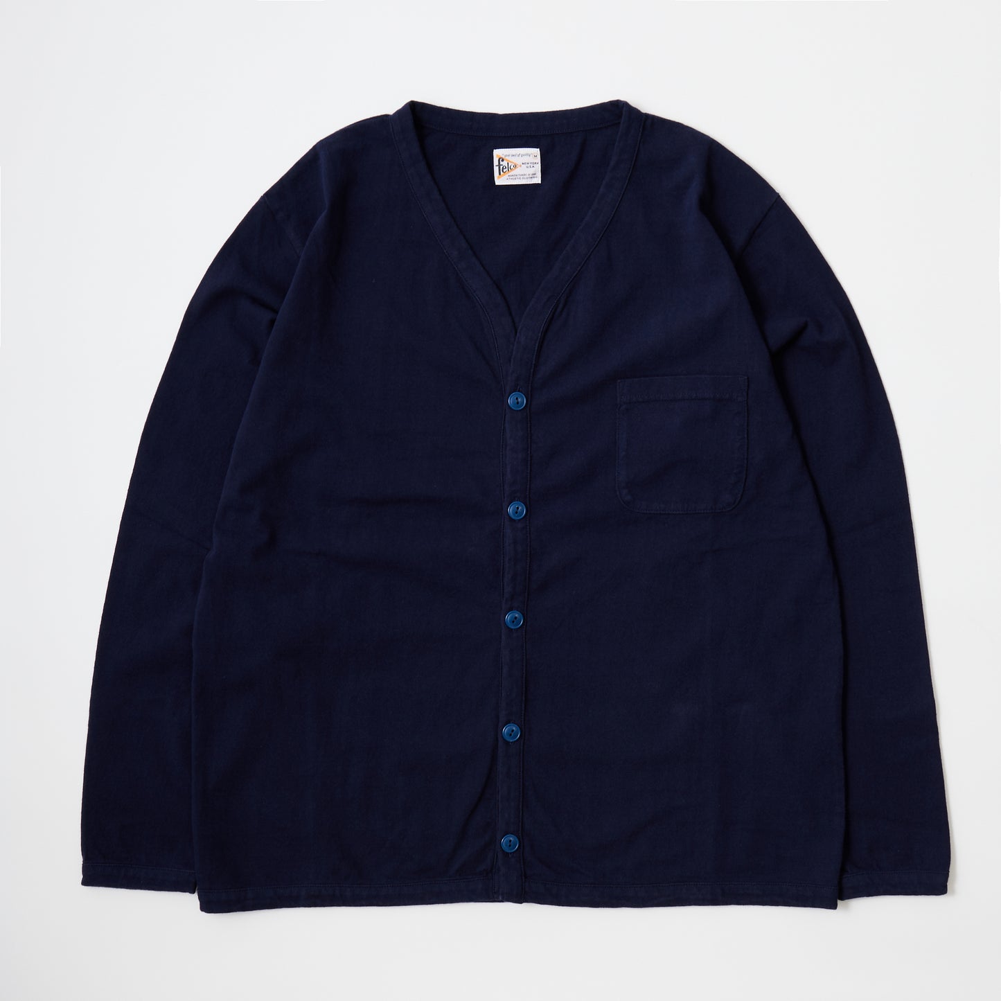 FELCO L/S BINDER V NECK CARDIGAN W/POCKET 7oz 16SINGLE RUFFY JERSEY - 11 COLORS