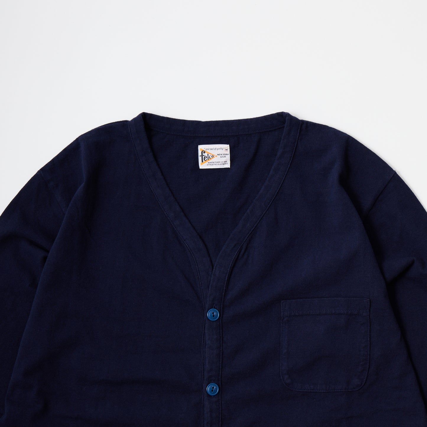 FELCO L/S BINDER V NECK CARDIGAN W/POCKET 7oz 16SINGLE RUFFY JERSEY - 11 COLORS