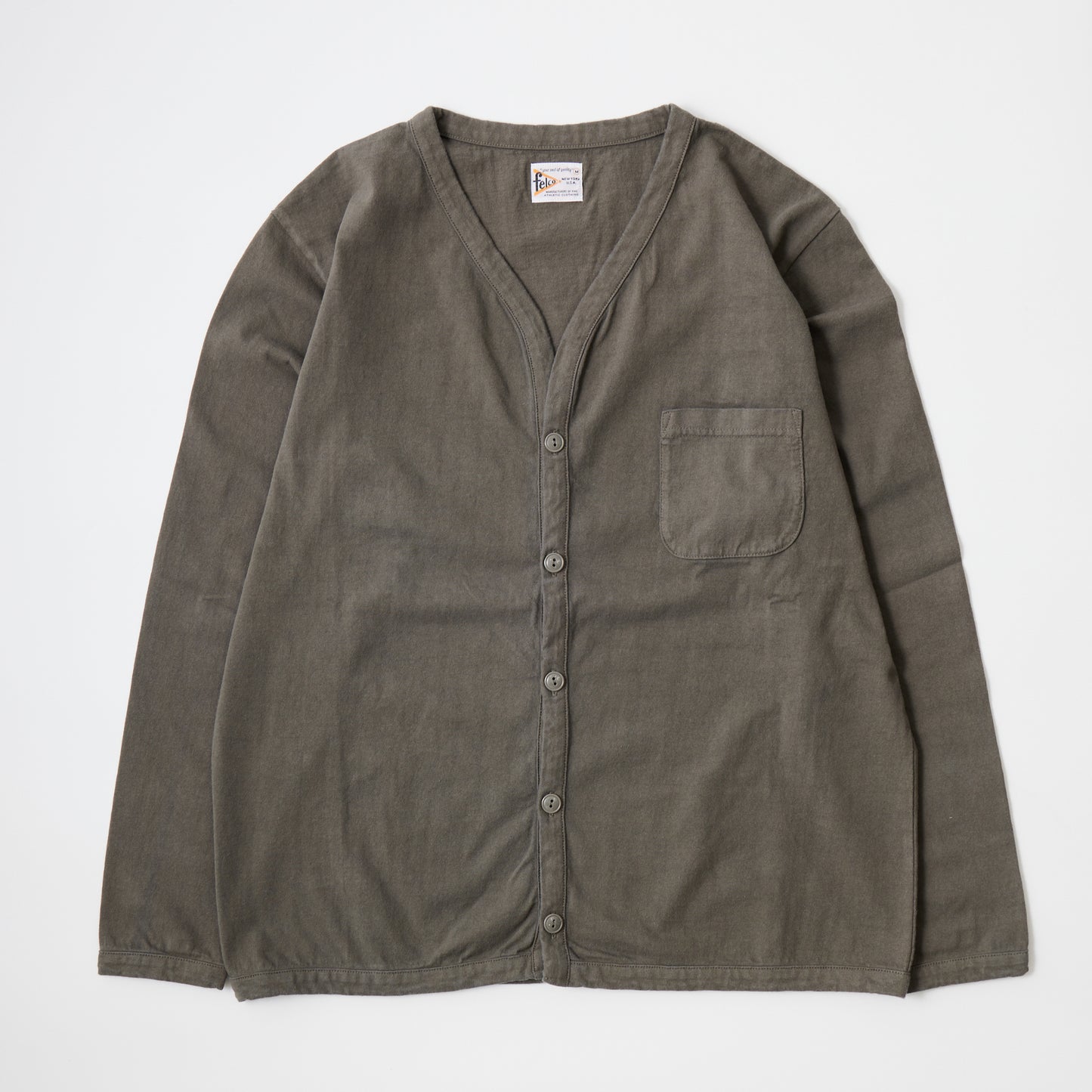 FELCO L/S BINDER V NECK CARDIGAN W/POCKET 7oz 16SINGLE RUFFY JERSEY - 11 COLORS