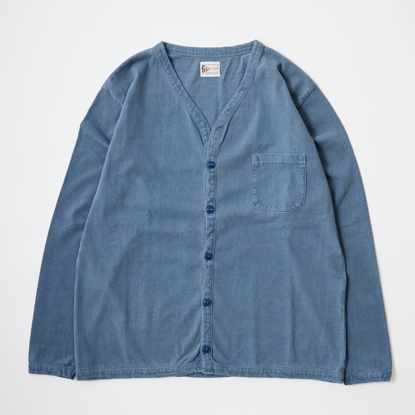 FELCO L/S BINDER V NECK CARDIGAN W/POCKET 7oz 16SINGLE RUFFY JERSEY - 11 COLORS
