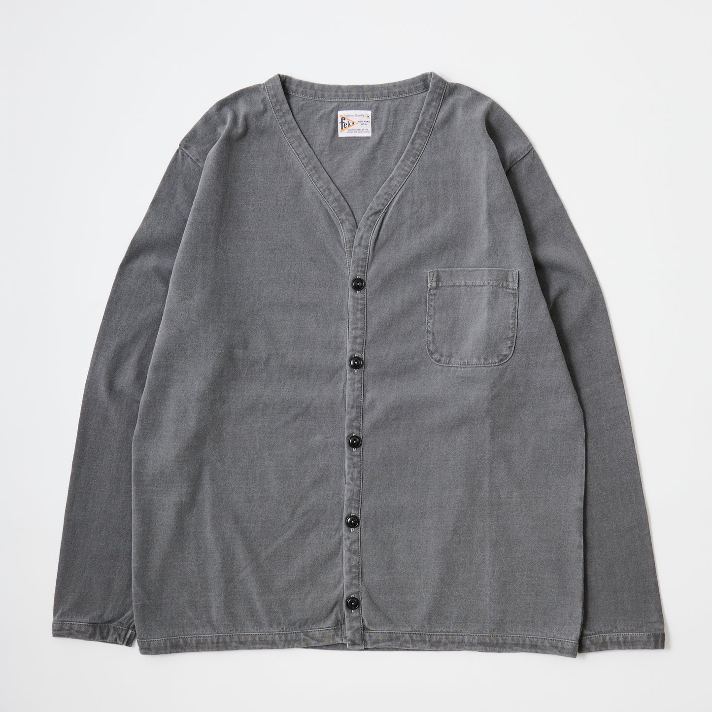 FELCO L/S BINDER V NECK CARDIGAN W/POCKET 7oz 16SINGLE RUFFY JERSEY - 11 COLORS