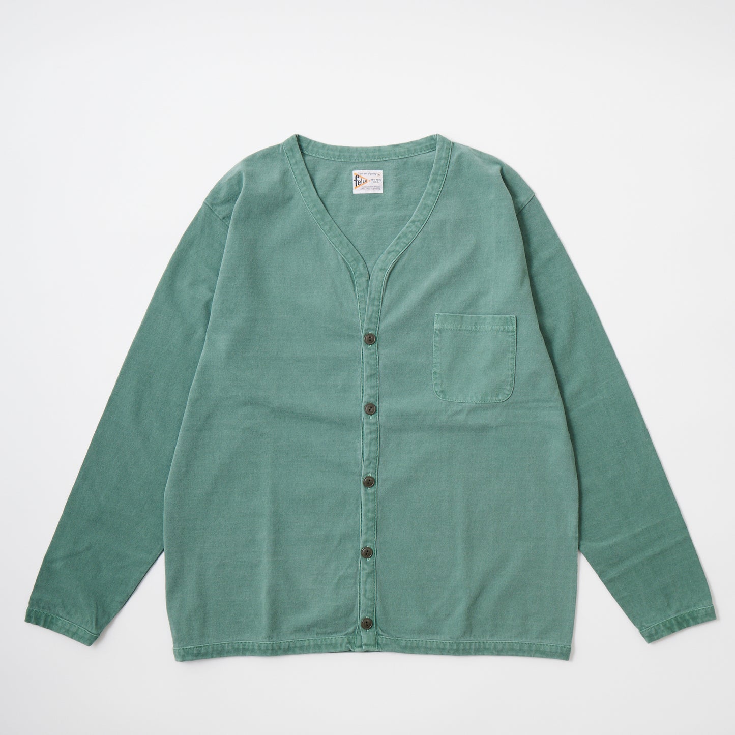 FELCO L/S BINDER V NECK CARDIGAN W/POCKET 7oz 16SINGLE RUFFY JERSEY - 11 COLORS