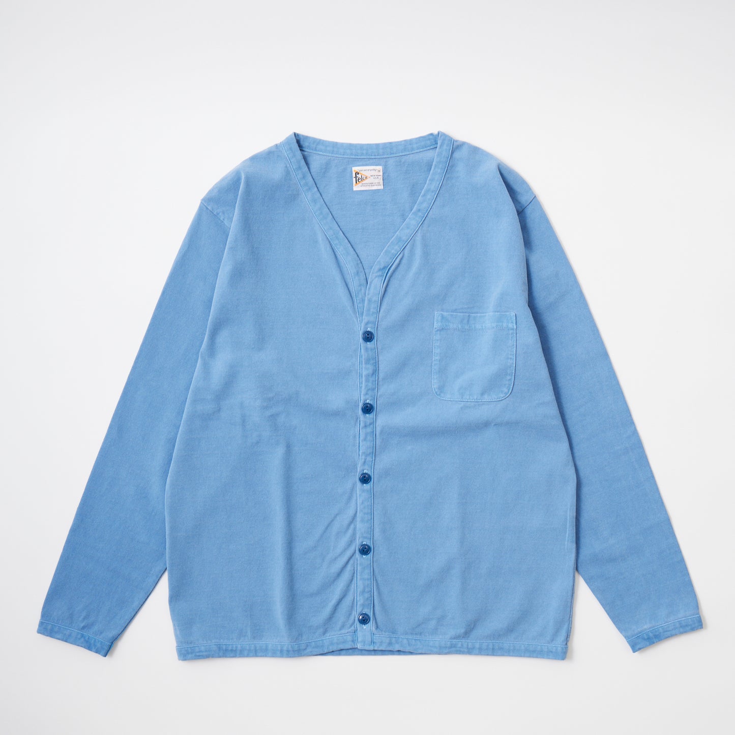 FELCO L/S BINDER V NECK CARDIGAN W/POCKET 7oz 16SINGLE RUFFY JERSEY - 11 COLORS