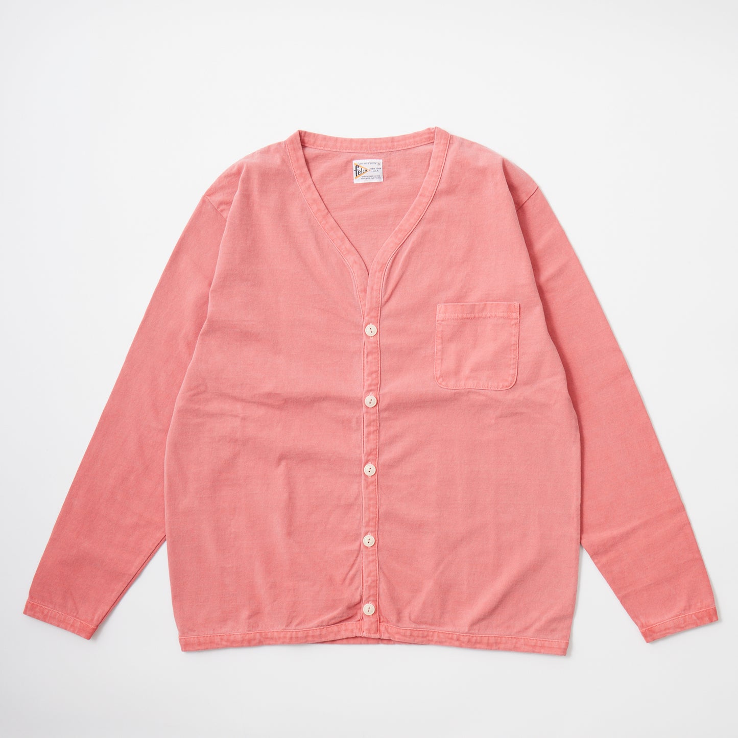FELCO L/S BINDER V NECK CARDIGAN W/POCKET 7oz 16SINGLE RUFFY JERSEY - 11 COLORS