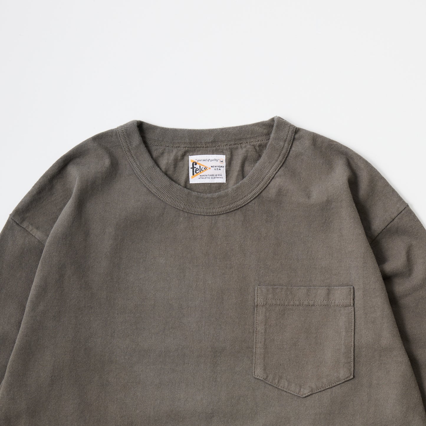 FELCO L/S BINDER NECK CREW POCKET-T 7oz 16SINGLE RUFFY JERSEY - 13 COLORS