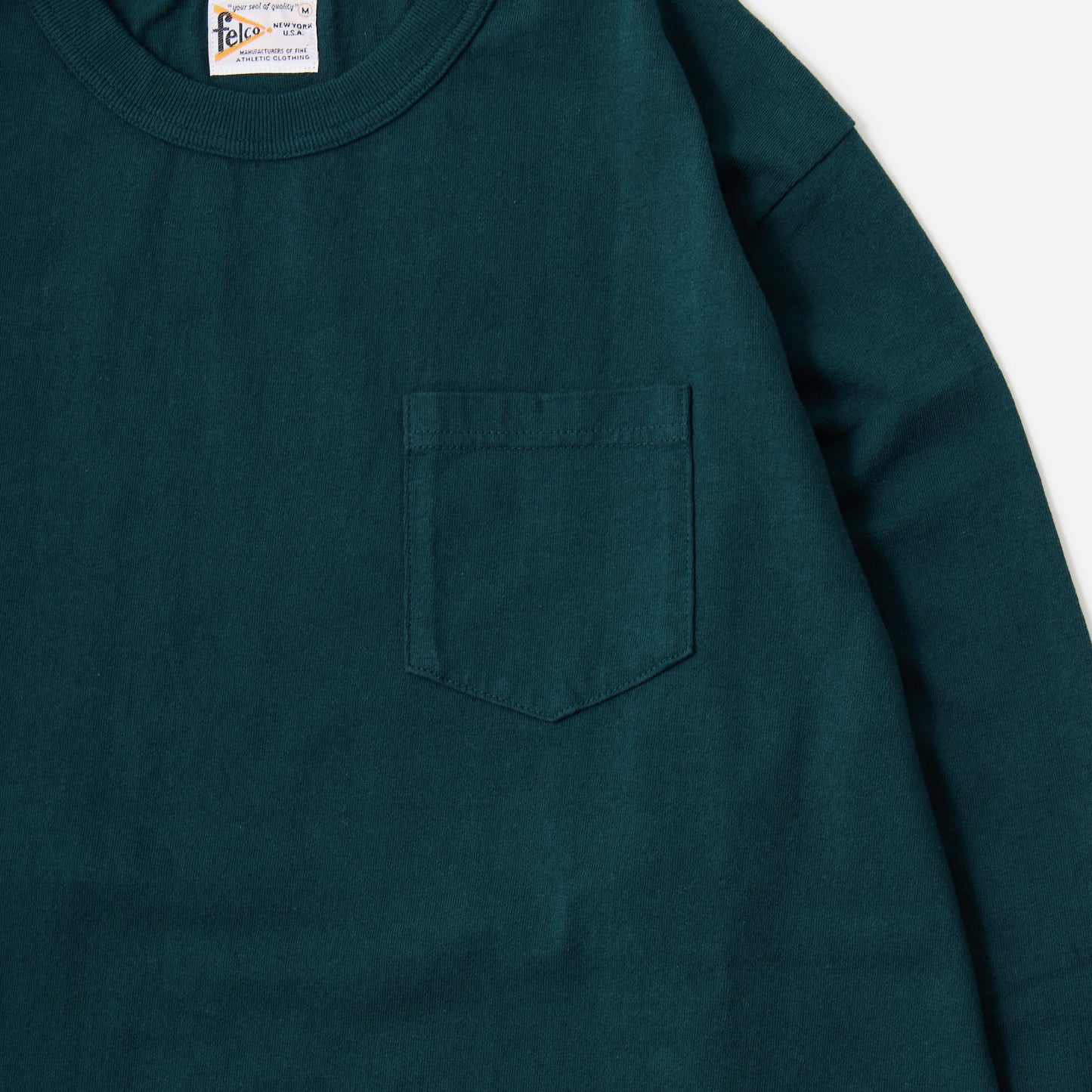 FELCO L/S BINDER NECK CREW POCKET-T 7oz 16SINGLE RUFFY JERSEY - 13 COLORS