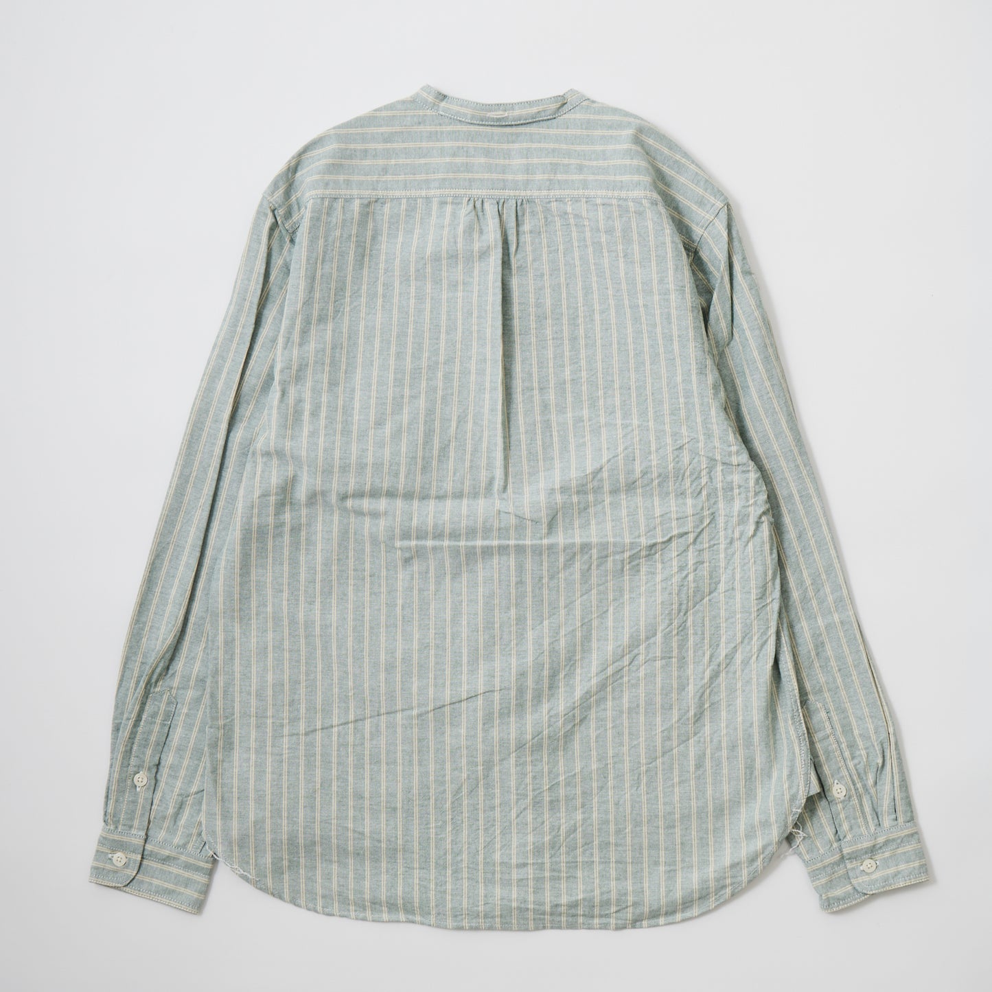 EMPIRE & SONS L/S CLASSIC BAND COLLAR SHIRT VINTAGE OXFORD - GREEN/BEIGE