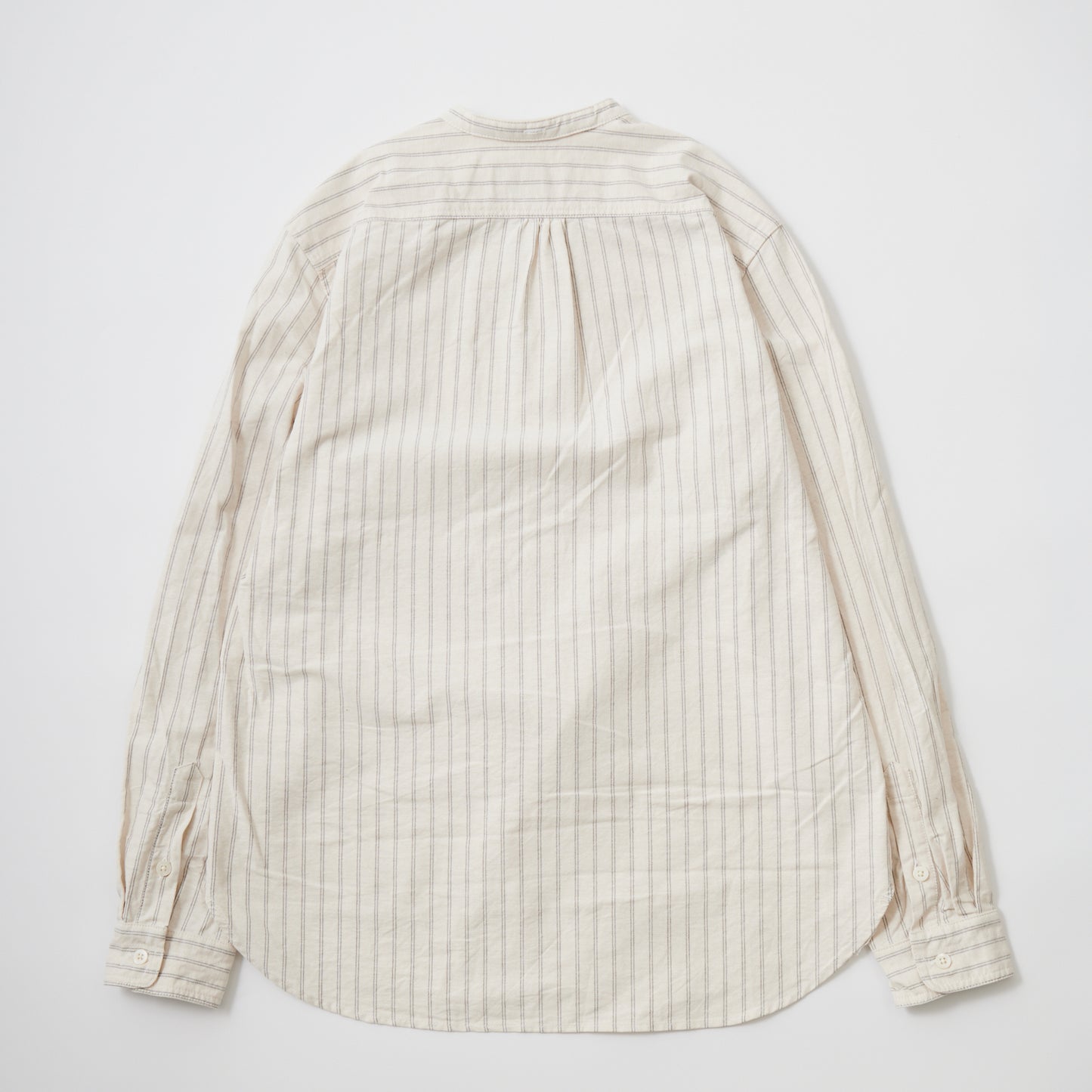 EMPIRE & SONS L/S CLASSIC BAND COLLAR SHIRT VINTAGE OXFORD - NATURAL/NAVY