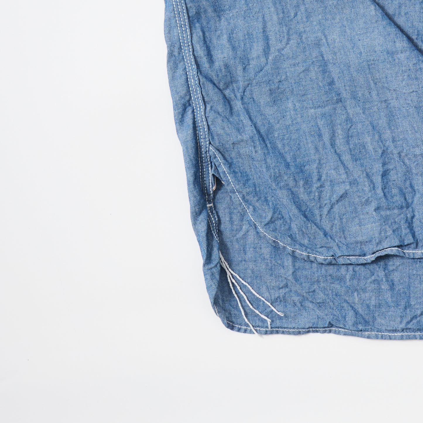 EMPIRE & SONS L/S USN STYLE WORK SHIRT 5oz ORGANIC COTTON SELVEGE CHAMBRAY - BLUE