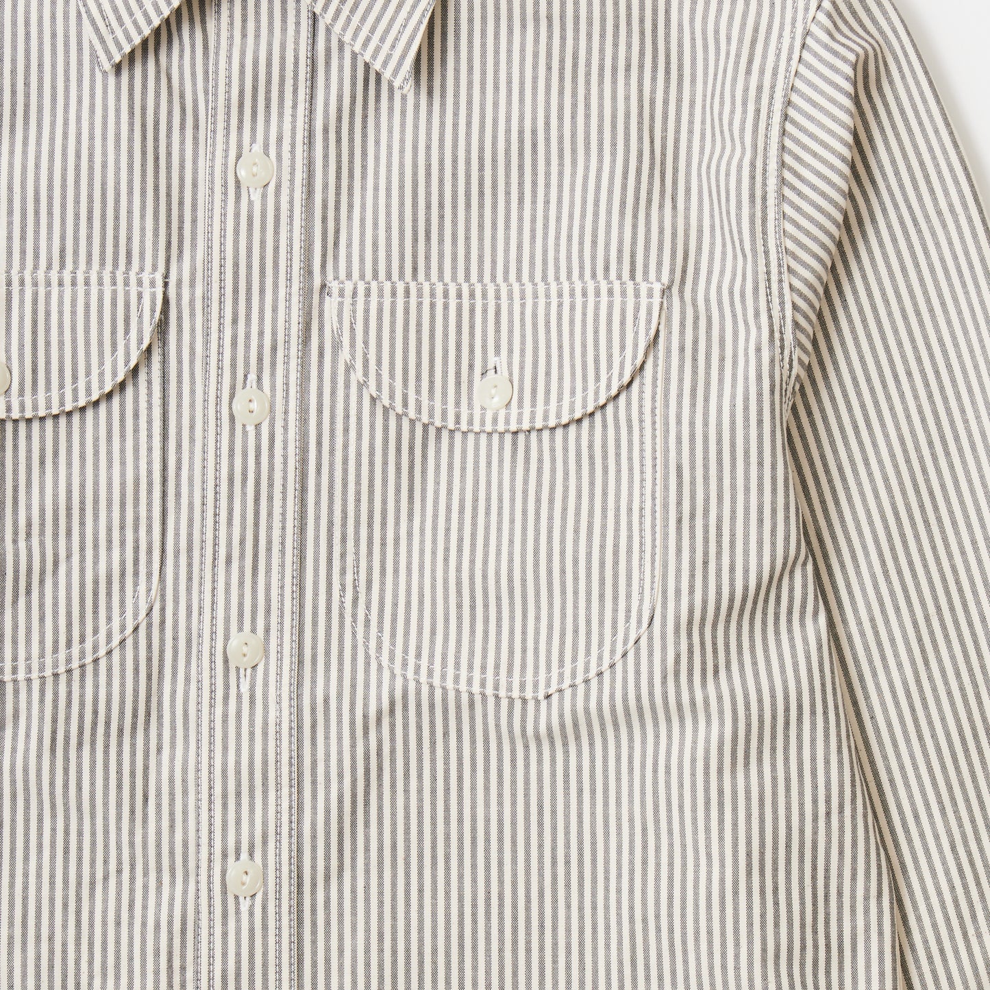 EMPIRE & SONS L/S UTILITY WORK SHIRT ORGANIC COTTON OXFORD CANVAS - 11 WHITE NAVY STRIPE