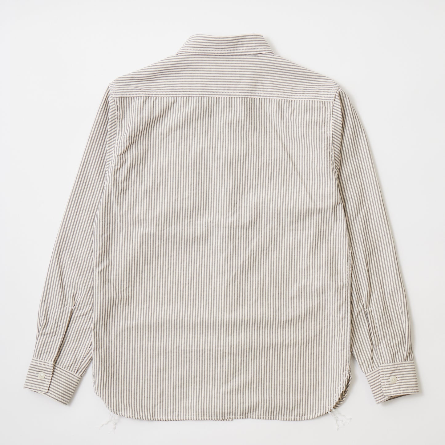 EMPIRE & SONS L/S UTILITY WORK SHIRT ORGANIC COTTON OXFORD CANVAS - 11 WHITE NAVY STRIPE