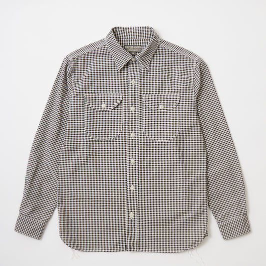 EMPIRE & SONS L/S UTILITY WORK SHIRT ORGANIC COTTON OXFORD CANVAS - 11 WHITE GINGHAM CHECK