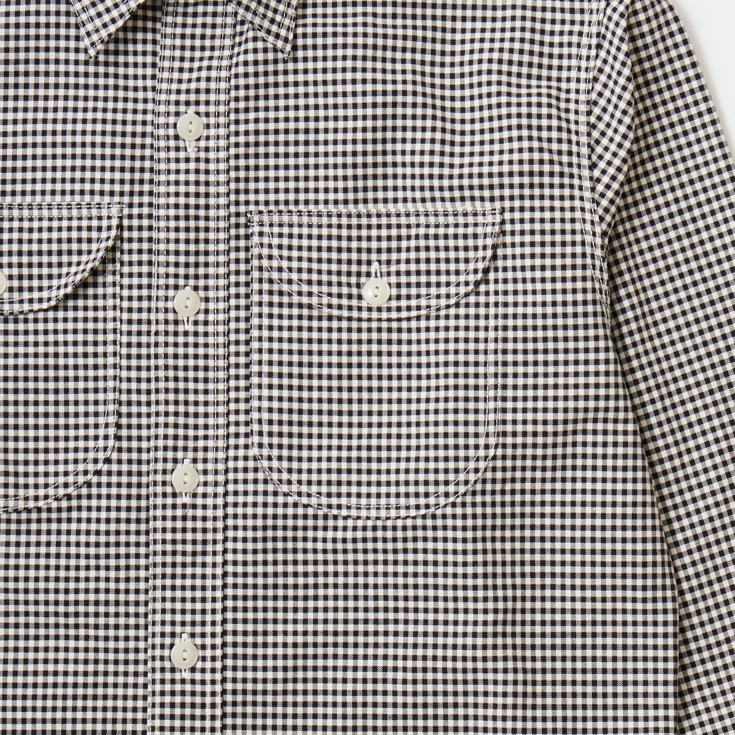 EMPIRE & SONS L/S UTILITY WORK SHIRT ORGANIC COTTON OXFORD CANVAS - 11 WHITE GINGHAM CHECK