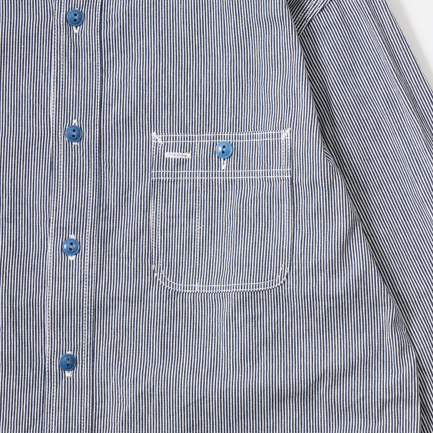 EMPIRE & SONS L/S USN STYLE WORK SHIRT 5oz ORGANIC COTTON HICKORY STRIPE