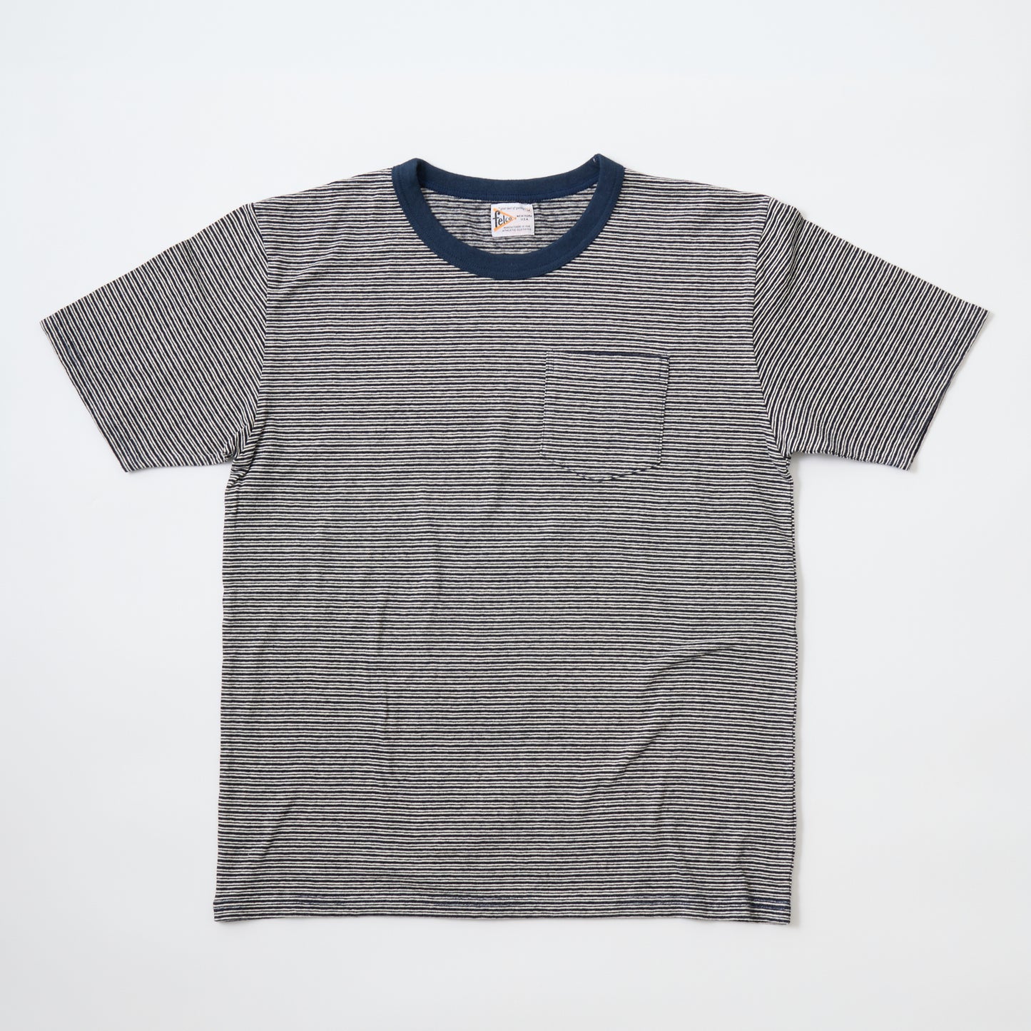 FELCO S/S CREW POCKET-T ORGANIC FOGGY MINI STRIPE
