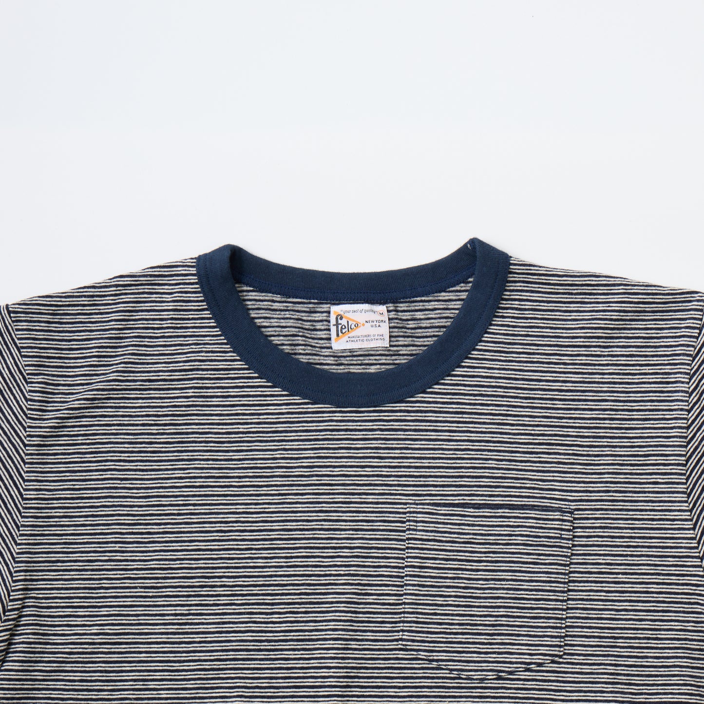 FELCO S/S CREW POCKET-T ORGANIC FOGGY MINI STRIPE