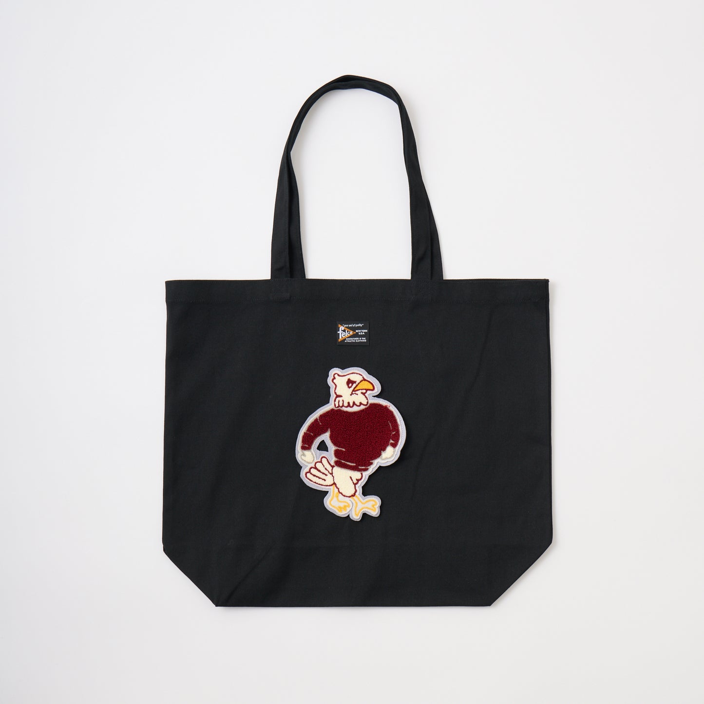 【CAMPAIGN】FELCO 8.3oz BLACK CANVAS TOTE BAG WITH ORIGINAL CHENILLE WAPPEN