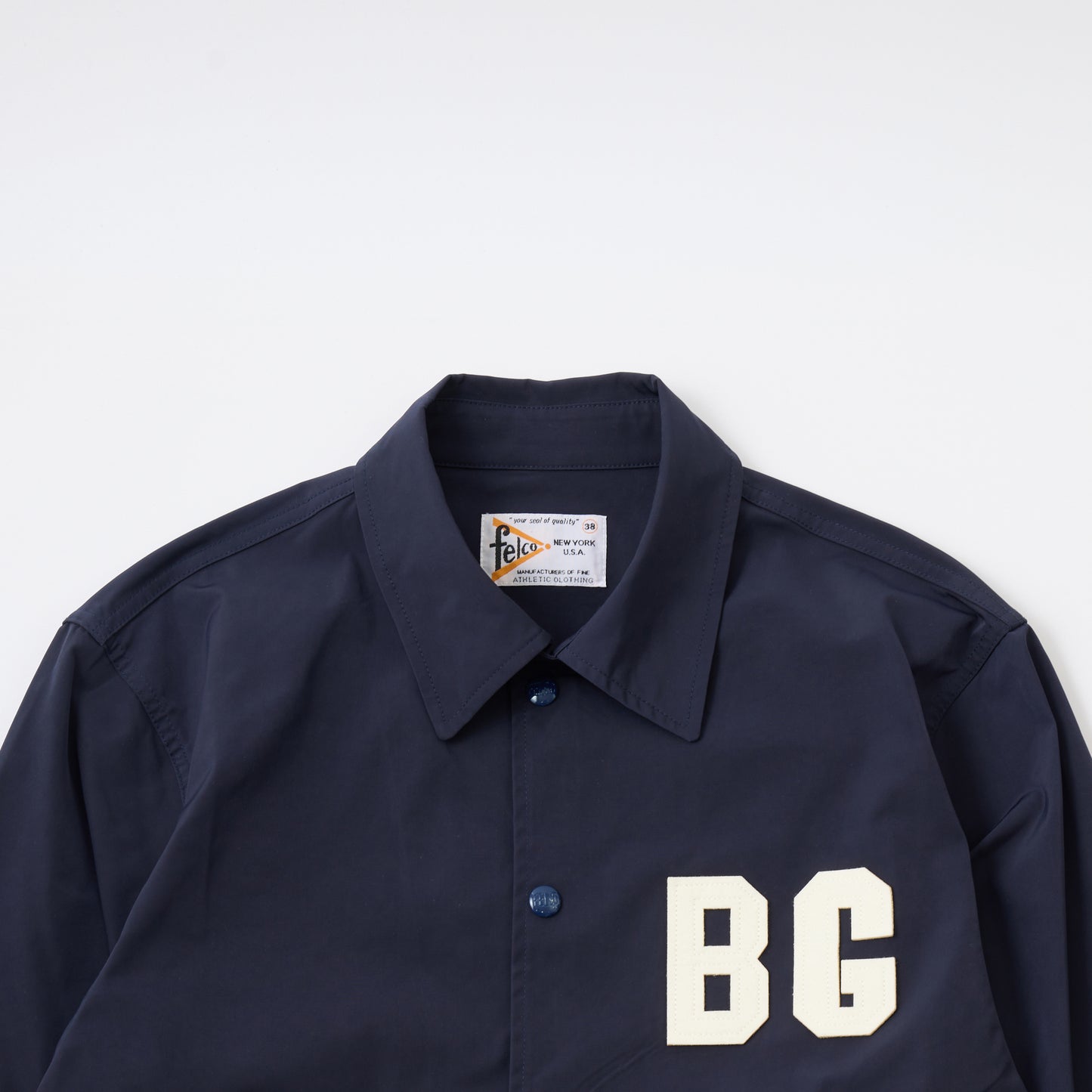 FELCO CLASSIC FIT SET IN SLEEVE UNLINED COACH JACKET SNAP BUTTON FRONT - BROOKLIN ROYAL GIANTS