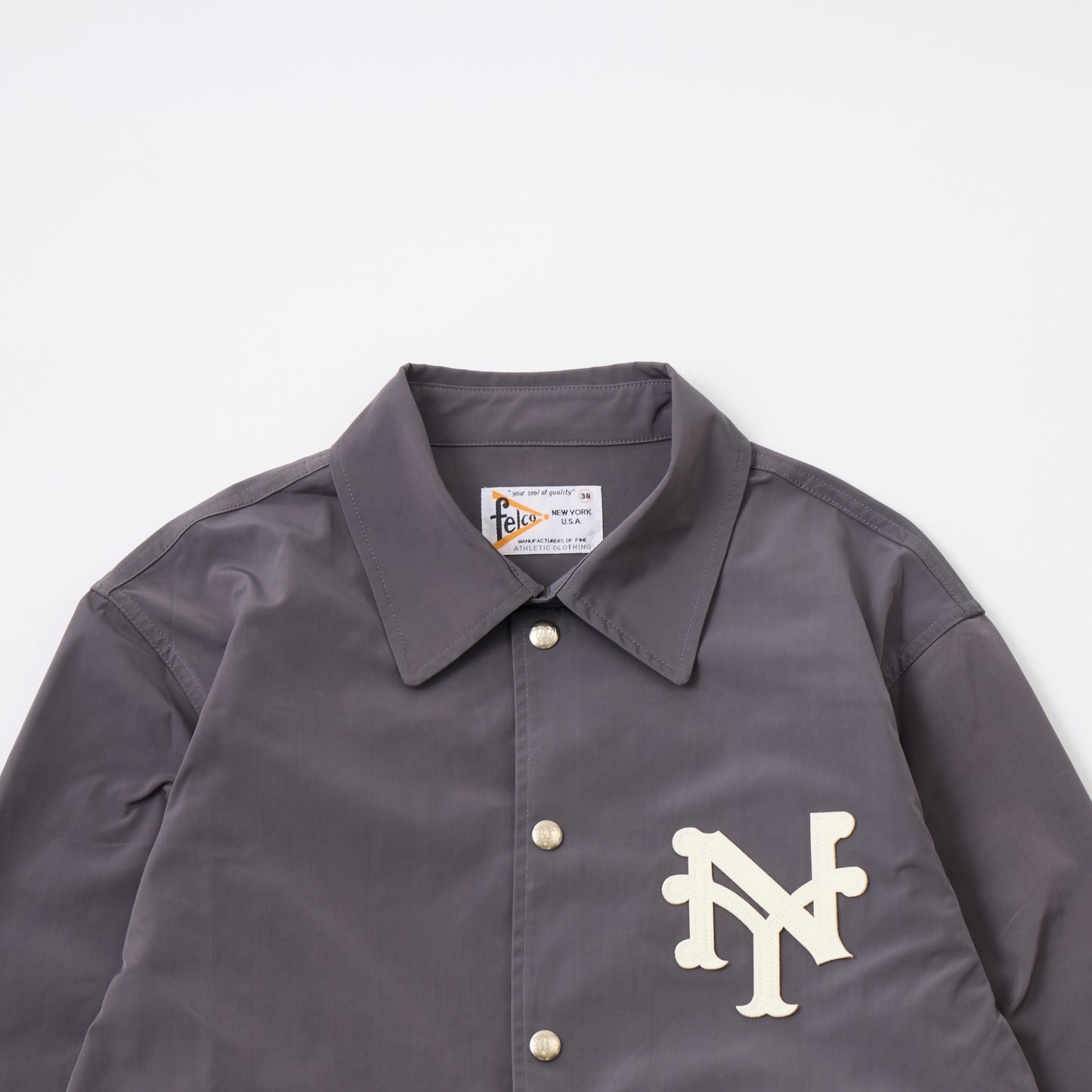 FELCO CLASSIC FIT SET IN SLEEVE UNLINED COACH JACKET SNAP BUTTON FRONT - NEW YORK CUBANS