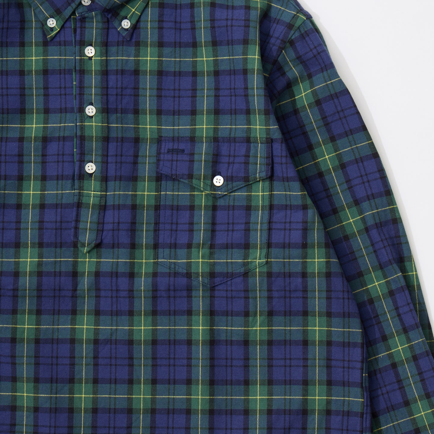 KEATON CHASE USA L/S CLASSIC FIT PULLOVER BD SHIRT TWILL CHECK - GREEN_NAVY_YELLOW CHECK