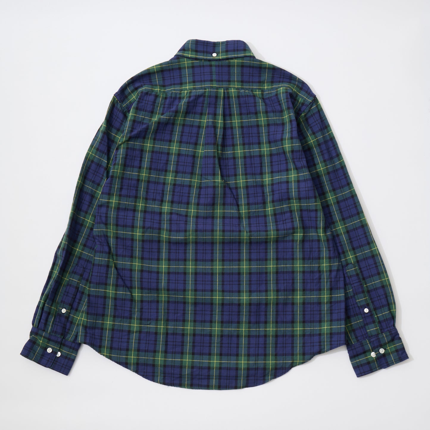 KEATON CHASE USA L/S CLASSIC FIT PULLOVER BD SHIRT TWILL CHECK - GREEN_NAVY_YELLOW CHECK