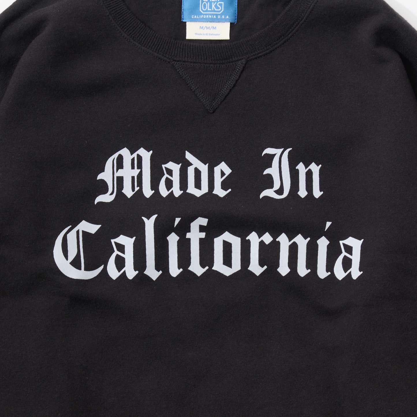 CALIFOLKS MADE IN CALIFORNIA COMFORT WASH CREW NECK SWEAT SHIRT - BLACK