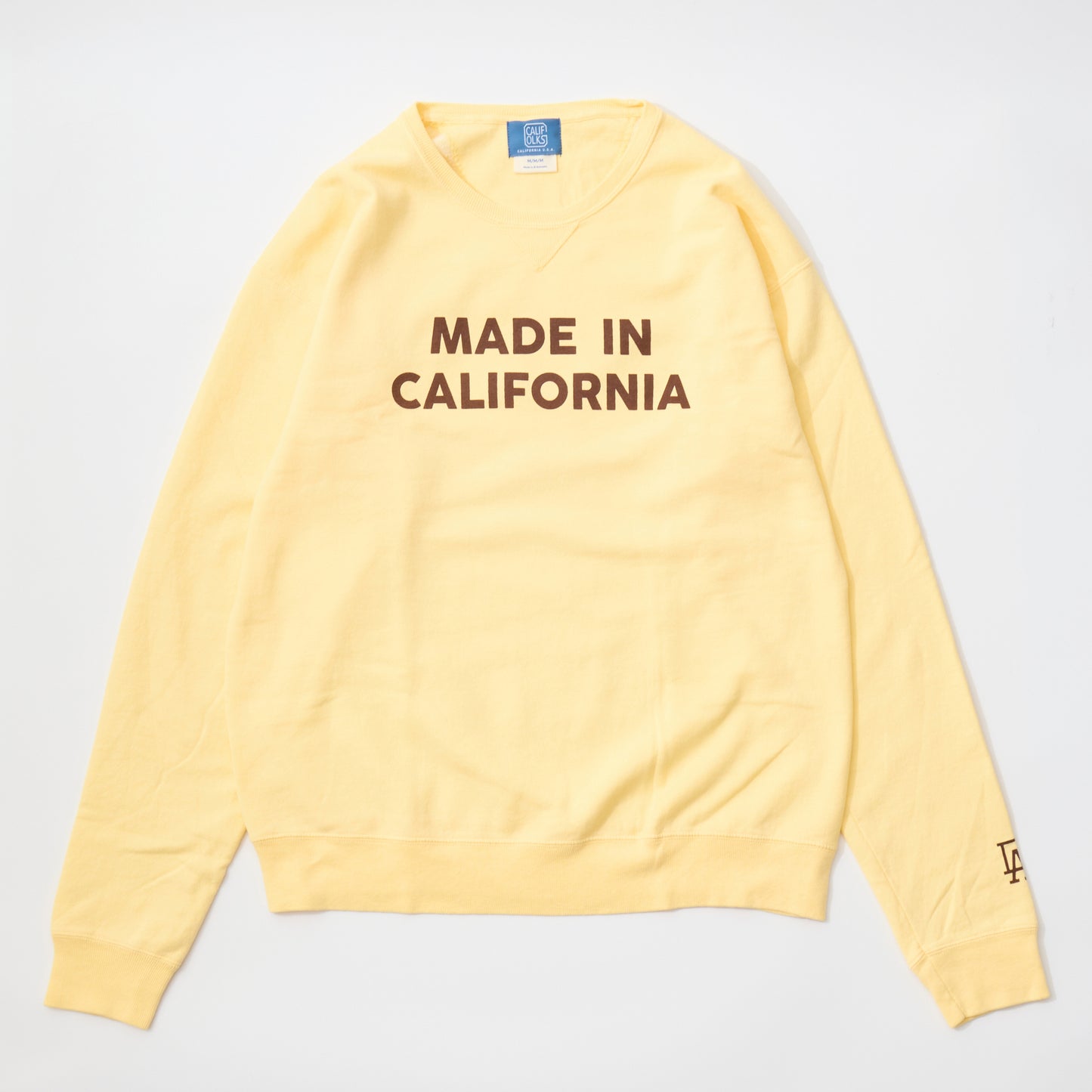 CALIFOLKS MADE IN CALIFORNIA COMFORT WASH CREW NECK SWEAT SHIRT - YELLOW